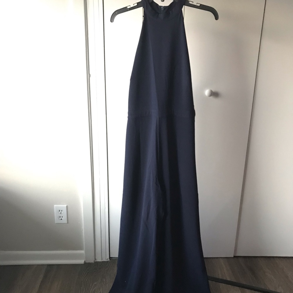 Navy Blue Halter Formal Jumpsuit